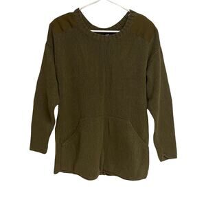 Hurley 100% Cotton Crewneck Rib Knit Sweater Green Size S